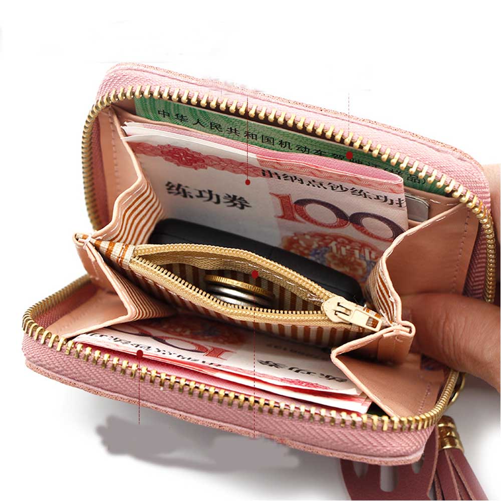 DOMPET WANITA 2 RESLETING PREMIUM PINK KULIT BESAR PANJANG IMPORT KOREA TALI FASHION CORYTA