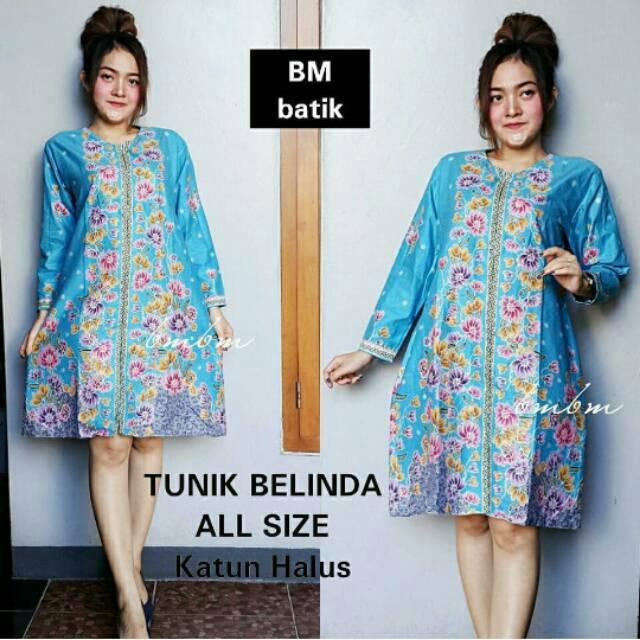 Terlaris Tunik Belinda Magnolya Tulip Batik Warna Pastel Soft Biru Pink Hitam Flower QMXyMxs03d3JY