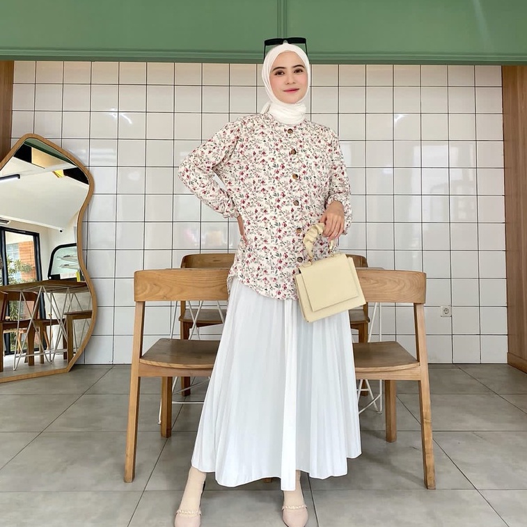 MONET - BLOUSE KOREA MOTIF BUNGA FLORAL BAHAN CRINKLE