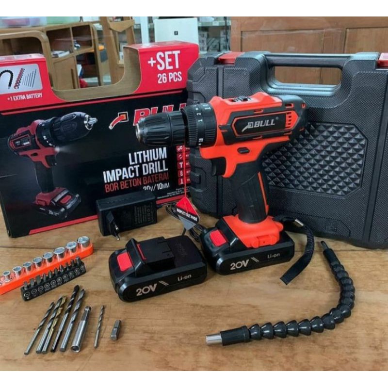 Bor Beton Baterai BULL 20V / Impact Cordless Drill BL20V / Bor Tangan Baterai