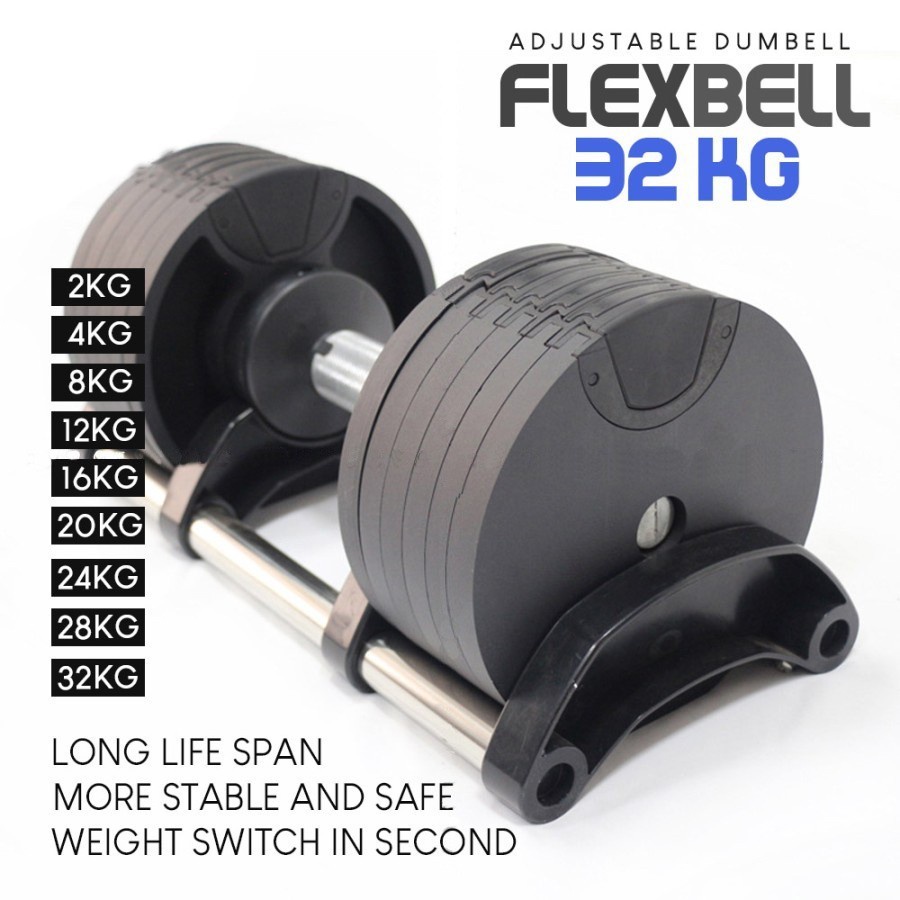 NUOBELL FLEXBELL 32KG Adjustable Dumbell barbel BOWFLEX KETTLER PROFLEX Alat angkat berat