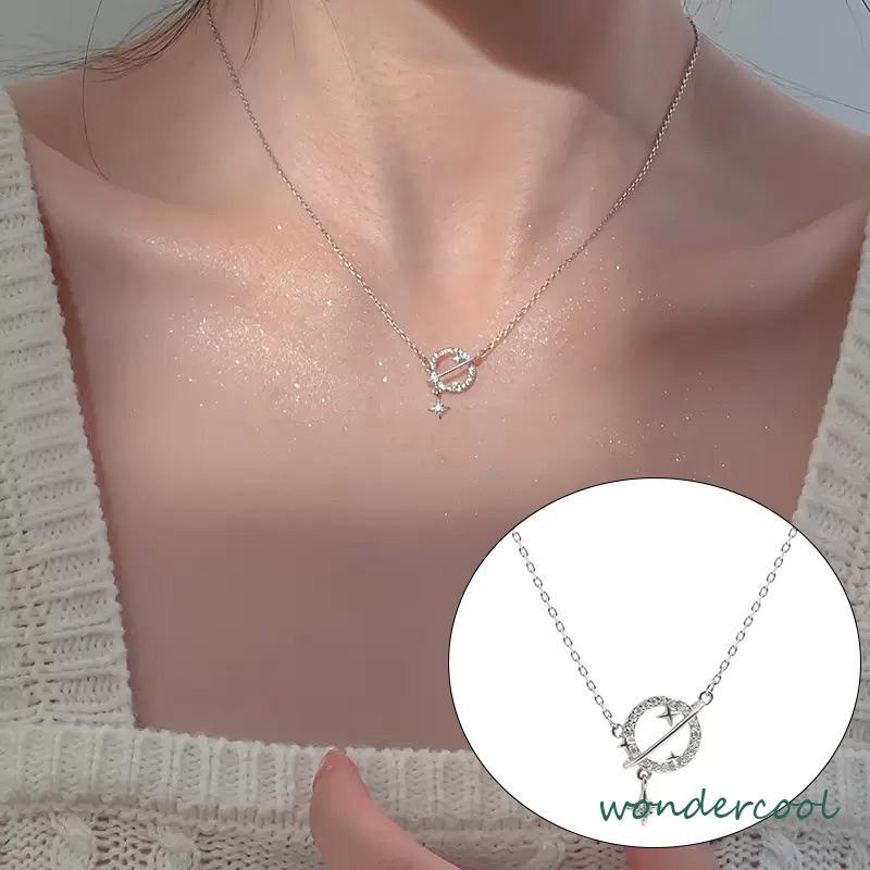 Planet Kalung Wanita Ringan Mewah Desain Niche Flash Diamond Temperamen Pacar Super Lembut-Won