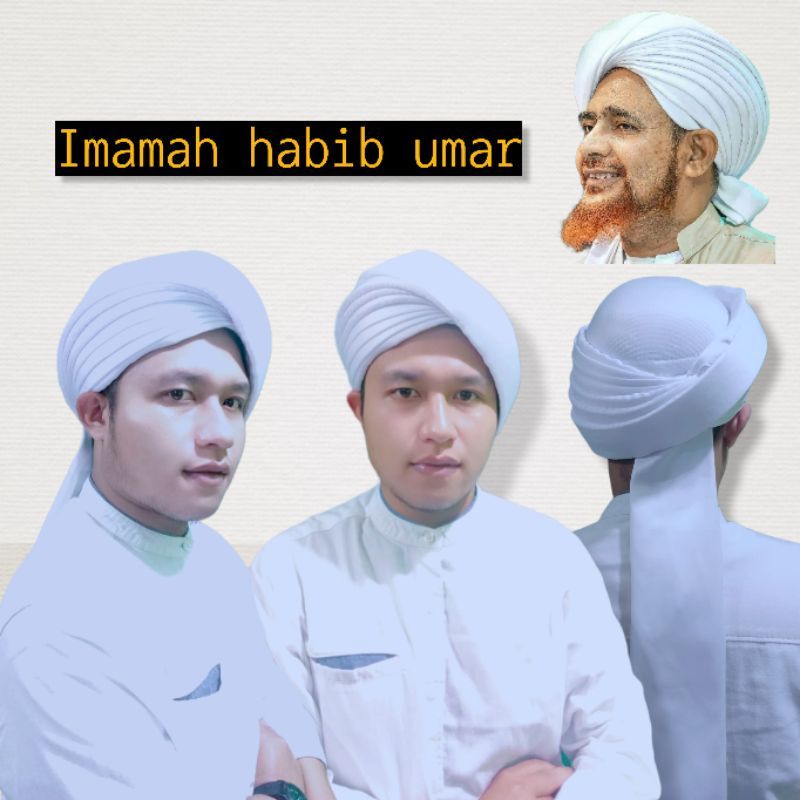imamah putih 7cm permanen dewasa habib umar