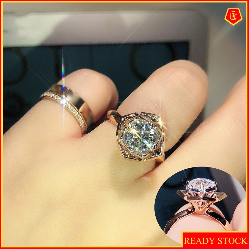 [Ready Stock]New Elegant Camellia Ring Pt950 Rose Gold