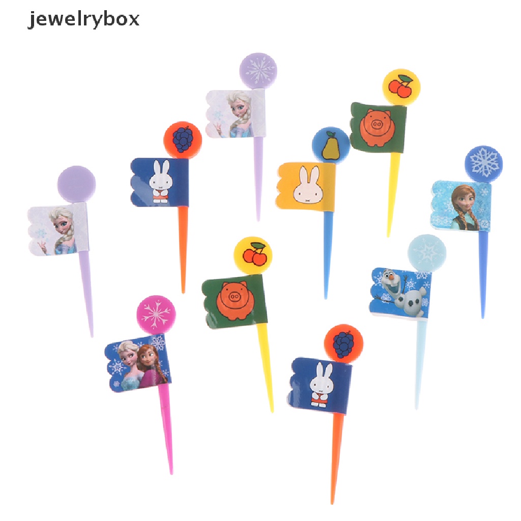 10pcs Garpu Buah / Kue / Dessert Mini Bentuk Kartun Hewan Kelinci / Babi Untuk Anak