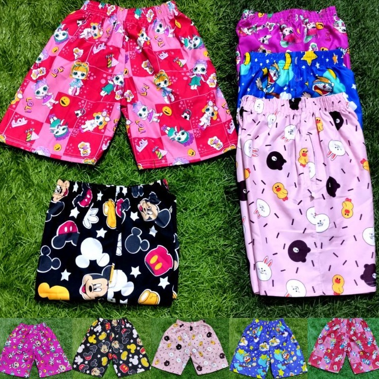 Celana Pendek Kolor Anak Laki laki Perempuan Cewek Cowok Motif Kartun Lucu Umur 7 Sampai 9 Tahun Size M