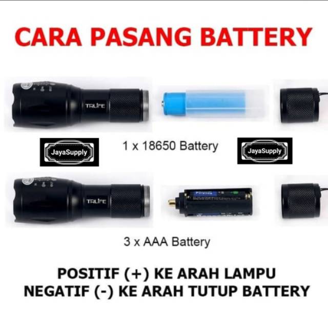 Senter LED E17 Cree XM-L2 Camping Gunung XML2 Super Terang 10.000 Lumens Paket Lengkap Anti Air