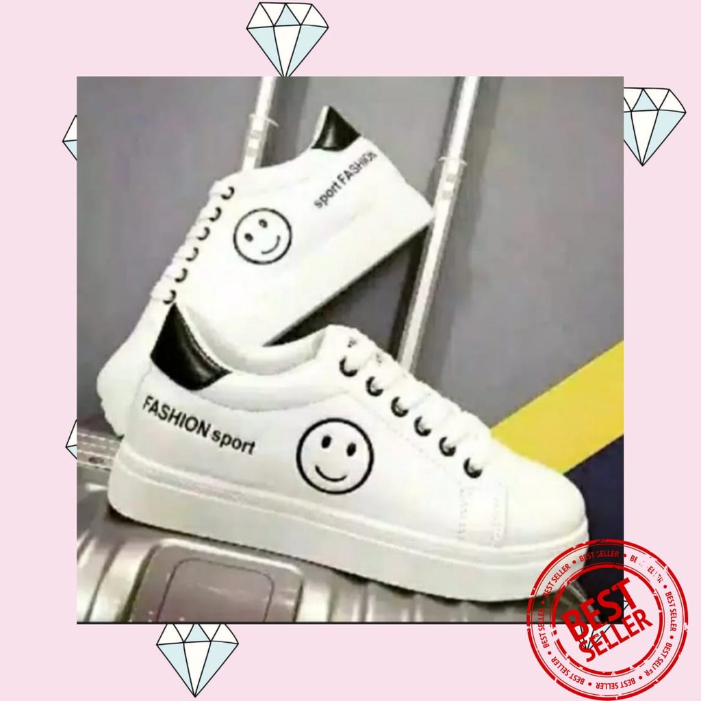 ALAS cokoer -Sepatu sneaker anak Wanita dewasa/Sepatu Kets Emoji Smile