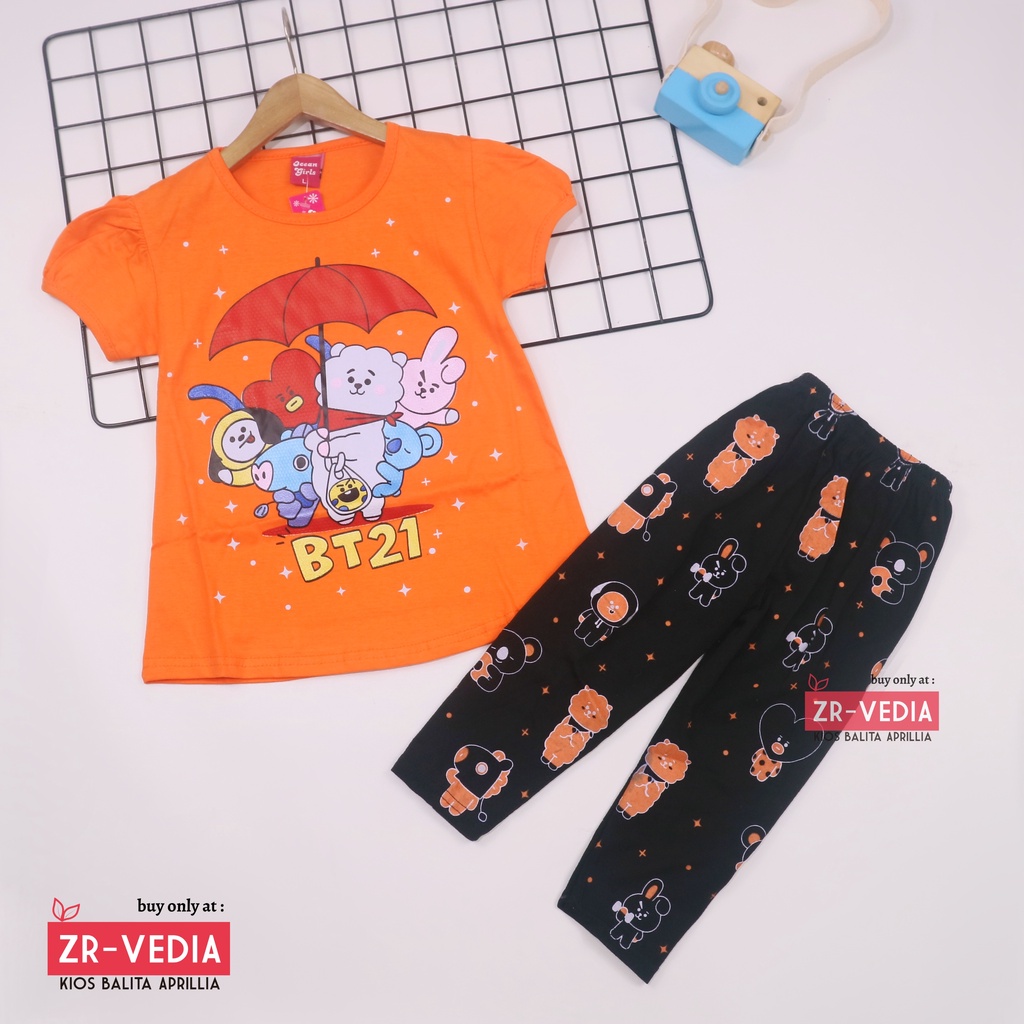 Setelan Plufy Kids Uk. 4-5 Tahun / Set Kaos Legging Karakter Baju Celana Panjang Anak Perempuan