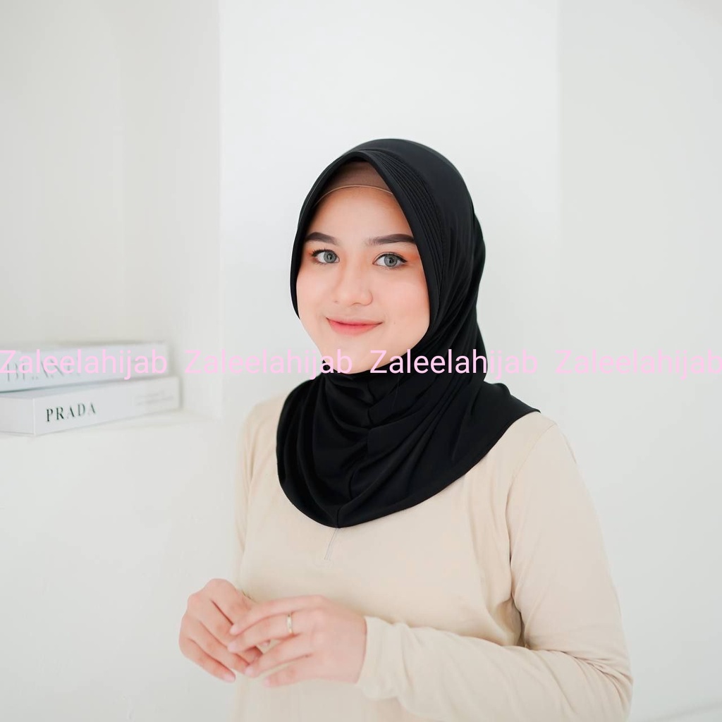 Bergo Olahraga | Bergo Sport Jersey [Black] Jilbab volley, basket, jogging dll-hitam
