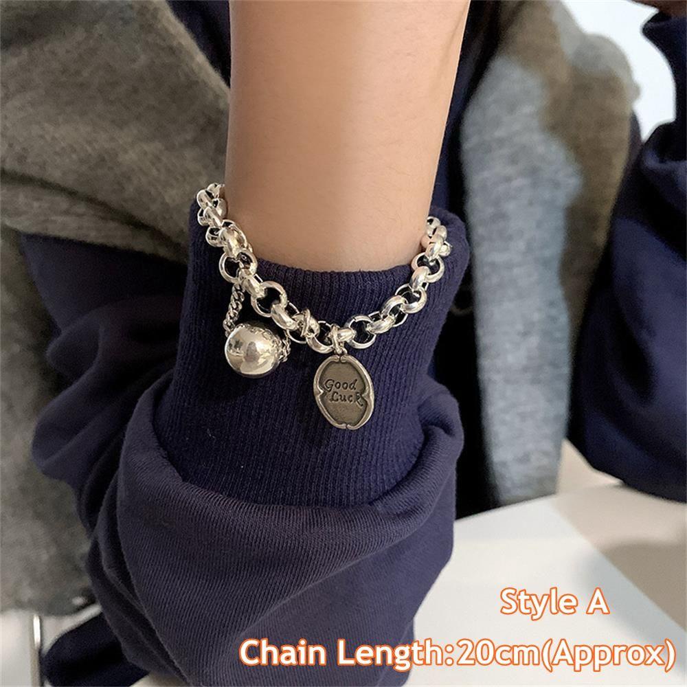 Gelang Rantai SOLIGHTER Hadiah Wanita Pria Pesta925 Perak Tebal Chain Bangle