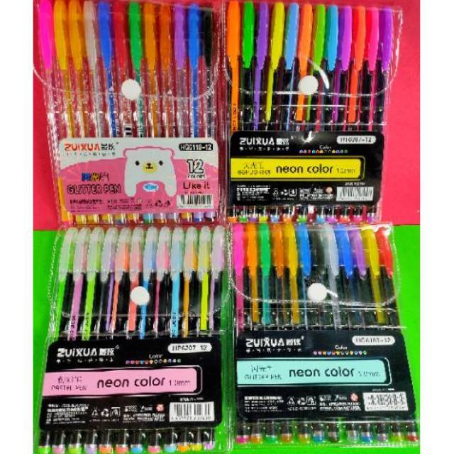 

Pulpen Pen glitter 12pcs grosir - Pulpen warna warni glitter murah Atk grosir indo - Bolpen pelangi