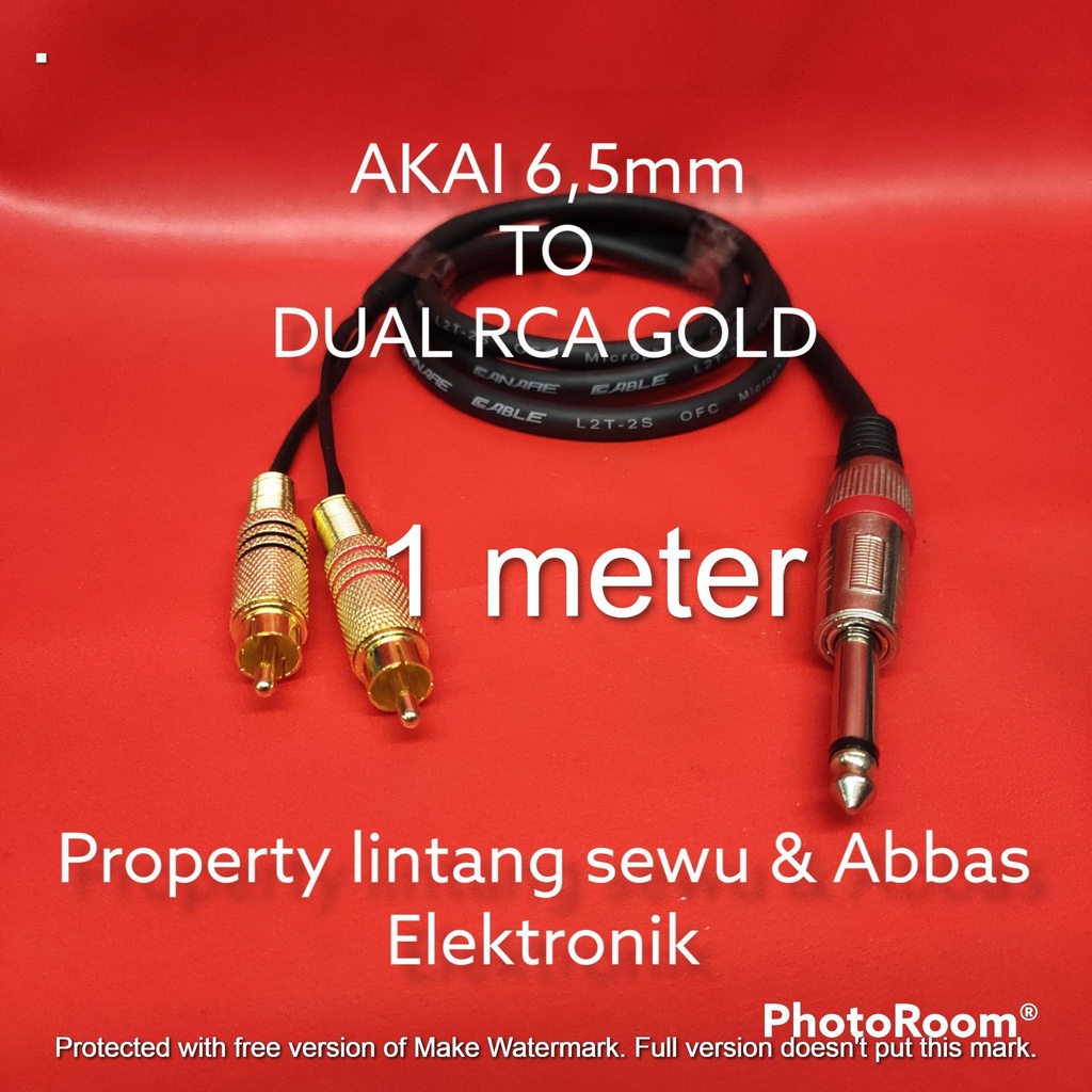 KABEL JEK AKAI 6.5MM TO DUAL RCA GOLD 1 METER