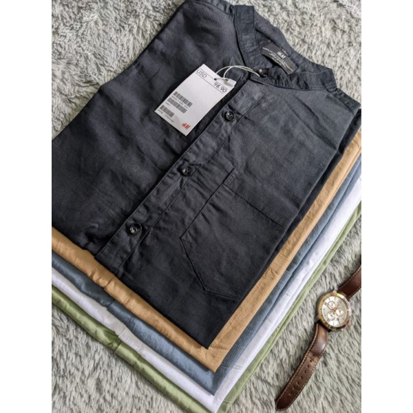 Kemeja Pendek Shanghai Pria HM | Kemeja Shanghai Soft Twill Katun Premium