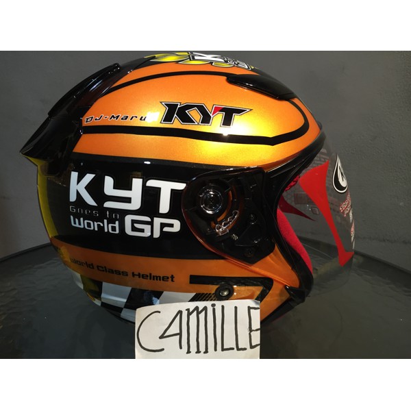 Helm KYT DJ Maru Motif Moto GP orange