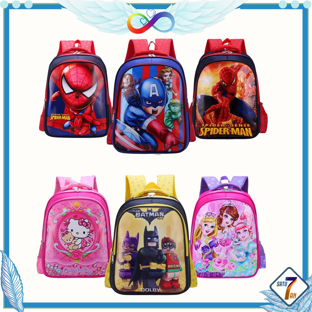 Satu7an T155 Tas Ransel Anak 3D Tas Anak Karakter Motif Kartun Timbul Tas Punggung Sekolah Anak Nilon