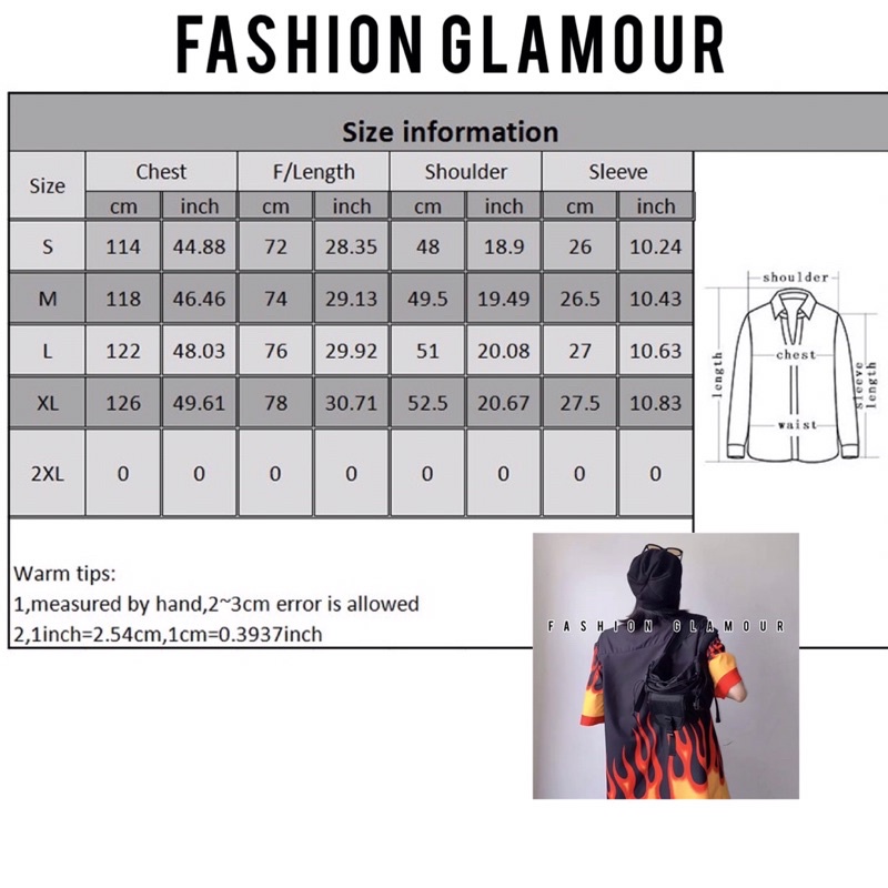 KEMEJA IMPORT PRIA WANITA ASIA EROPA KOREA BTS AMERIKA RETRO FLAME API OVER SIZE