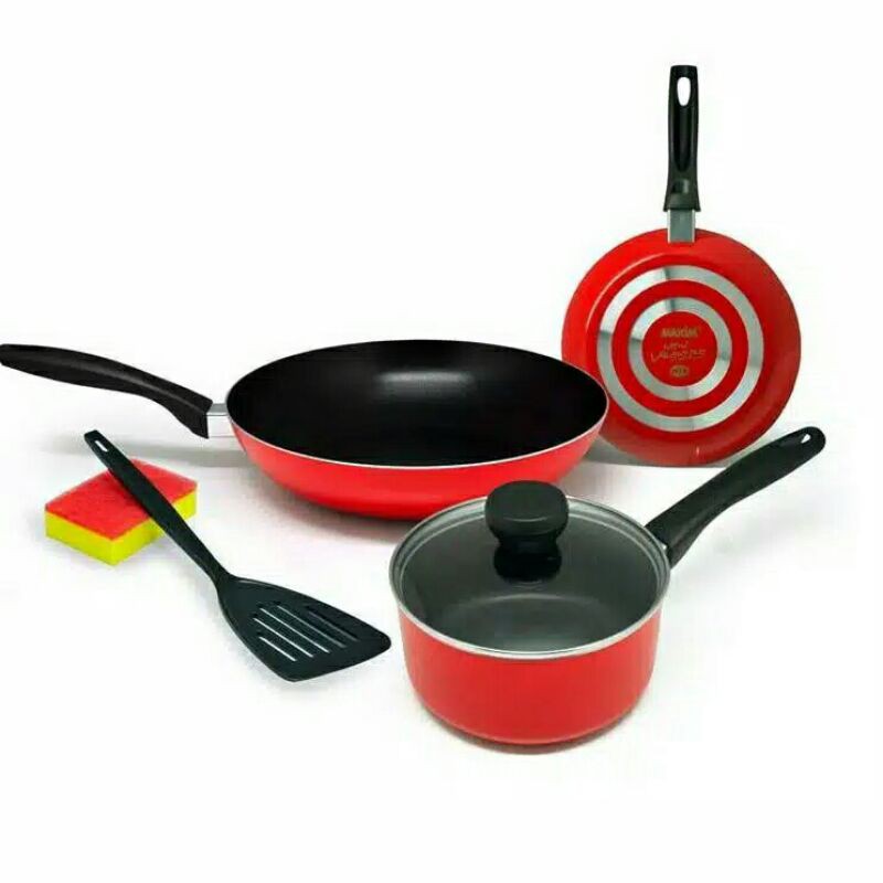 Harga Pabrik Maxim New Valentino Wajan Teflon Set Deluxe - Red Black Y5Aygeckw5oyp