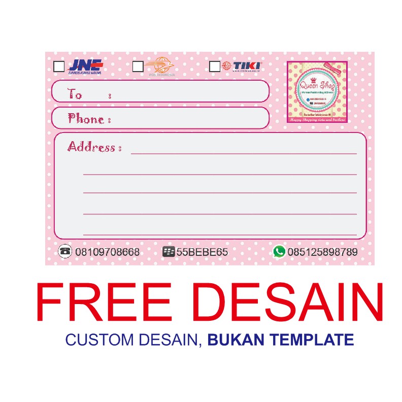  STIKER  LABEL PENGIRIMAN  OLSHOP FREE DESAIN 6 x 10 cm 