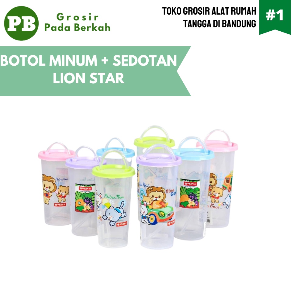 Borol Minum Gelas Tutup Sedotan Anak Tempat Minum Anak Sedot LionStar Straw 370 ml