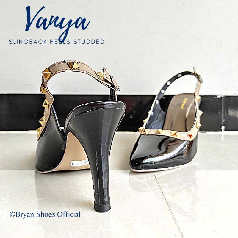 Bryan Vanya Heels Tali Slingback Pesta Rockstude 5cm 9cm Mules Jumbo Bigsize Oversize 36-40 41 42 43