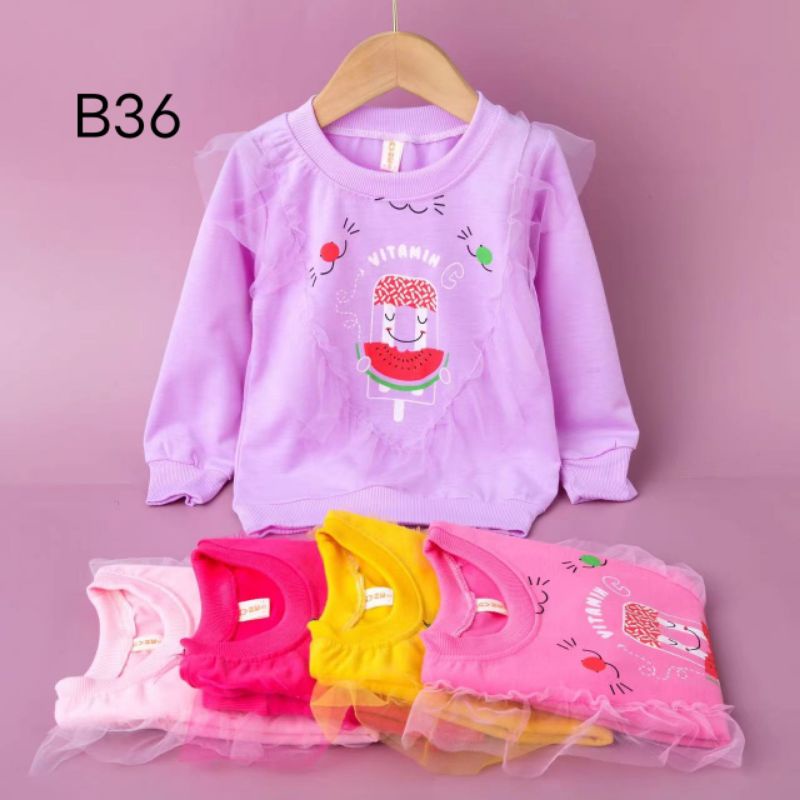 [4-9T] Sweater anak cewek import 4-9 tahun kerah mutiara import / baju atasan kaos sweater anak cewek usap import motif beruang teddy bear aplikasi bordir kerah mutiara