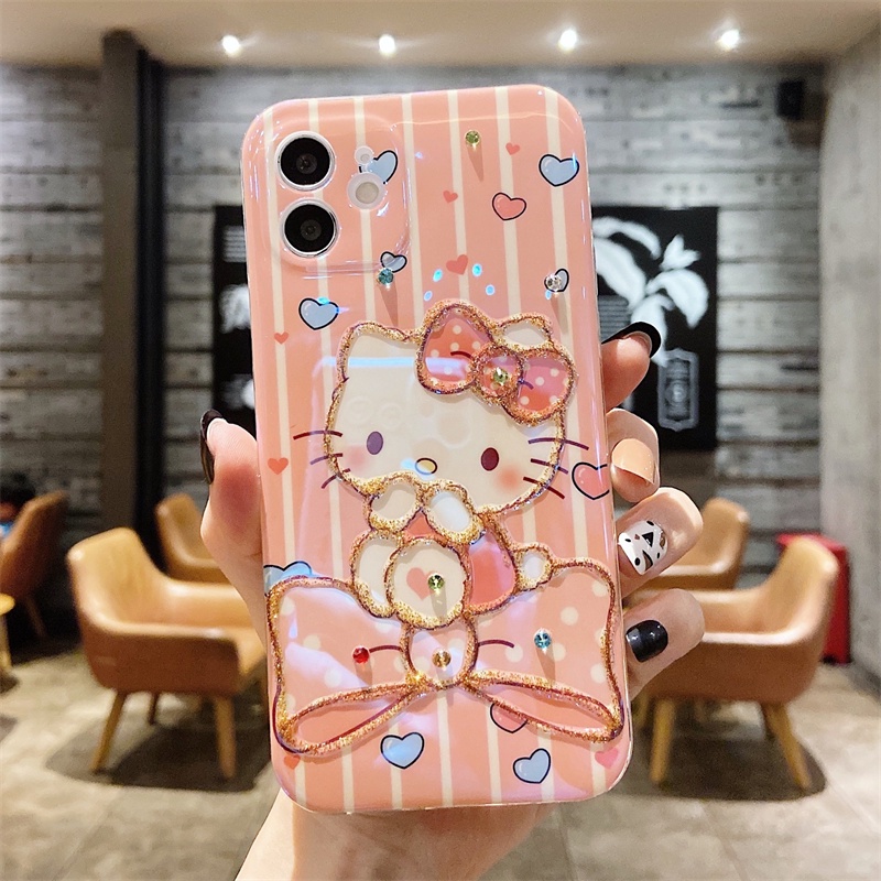 Hello Kitty case iPhone 12 pro mx 11 pro max X/Xs max XR 7/8/se2020 7plus/8plus 6/6s plus wrist strap soft shell casing iphone