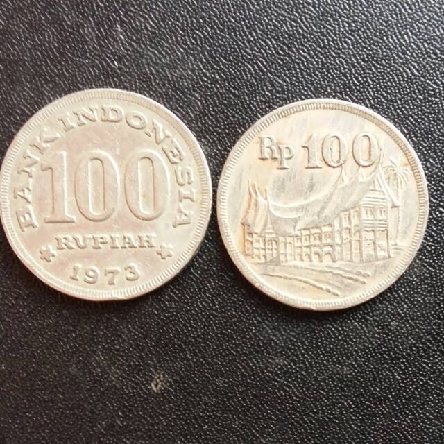 Uang Koin Kuno Rp.100 Tebal tahun 1973 Rumah Gadang