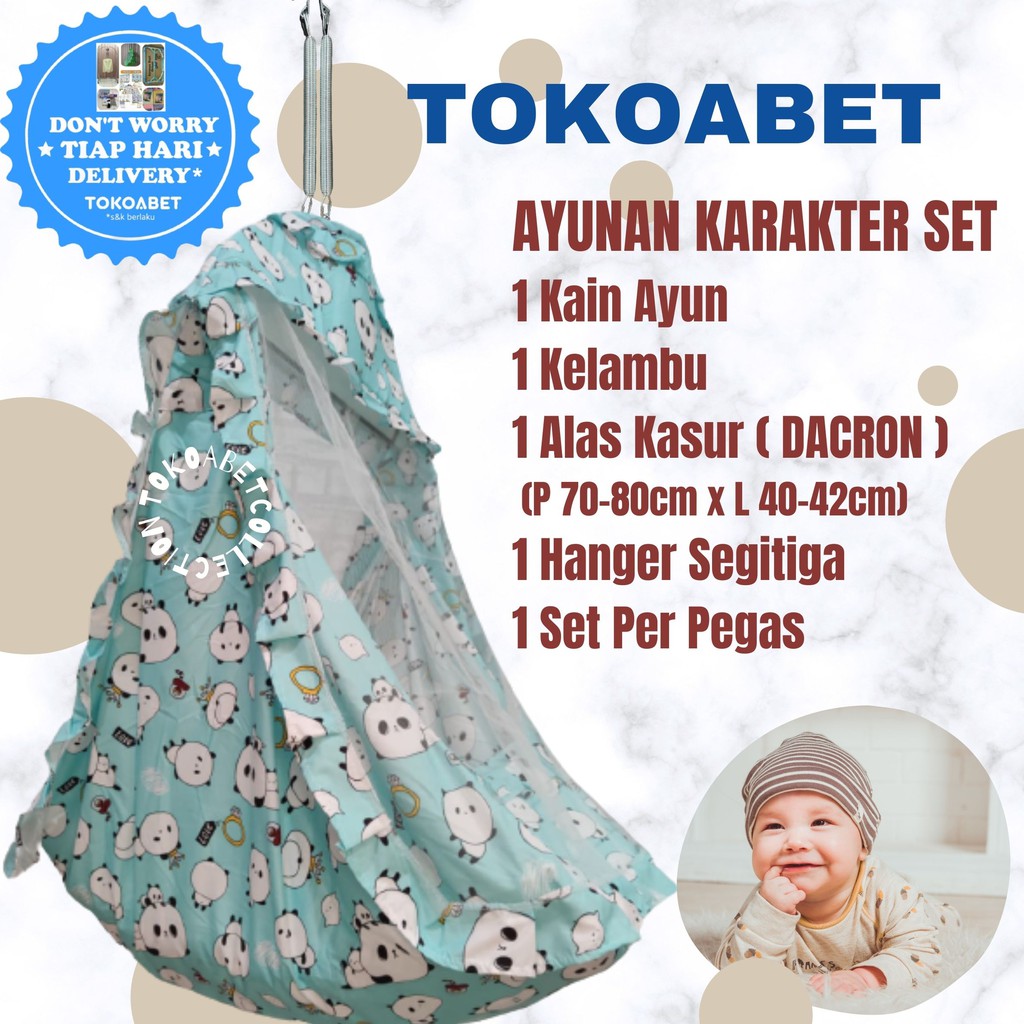 SET Ayunan Kain Karakter Manual Per Hanger Kelambu Alas Kasur Perlengkapan Tidur Bayi Baby Anak NEW VARIAN TOKOABET