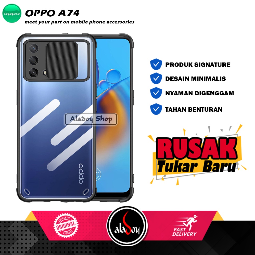 Case Oppo A74 4G Armor Slide Transparent Premium Casing