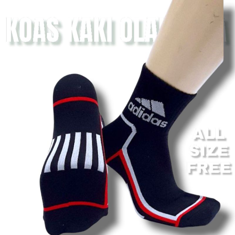 Kaos Kaki Olahraga (ADD New Black) Kaos Kaki Badminton/Kaos Kaki SPORT PE/Koas Kaki Motif PREMIUM/Kaos Kaki Distro ( Trant hitam)