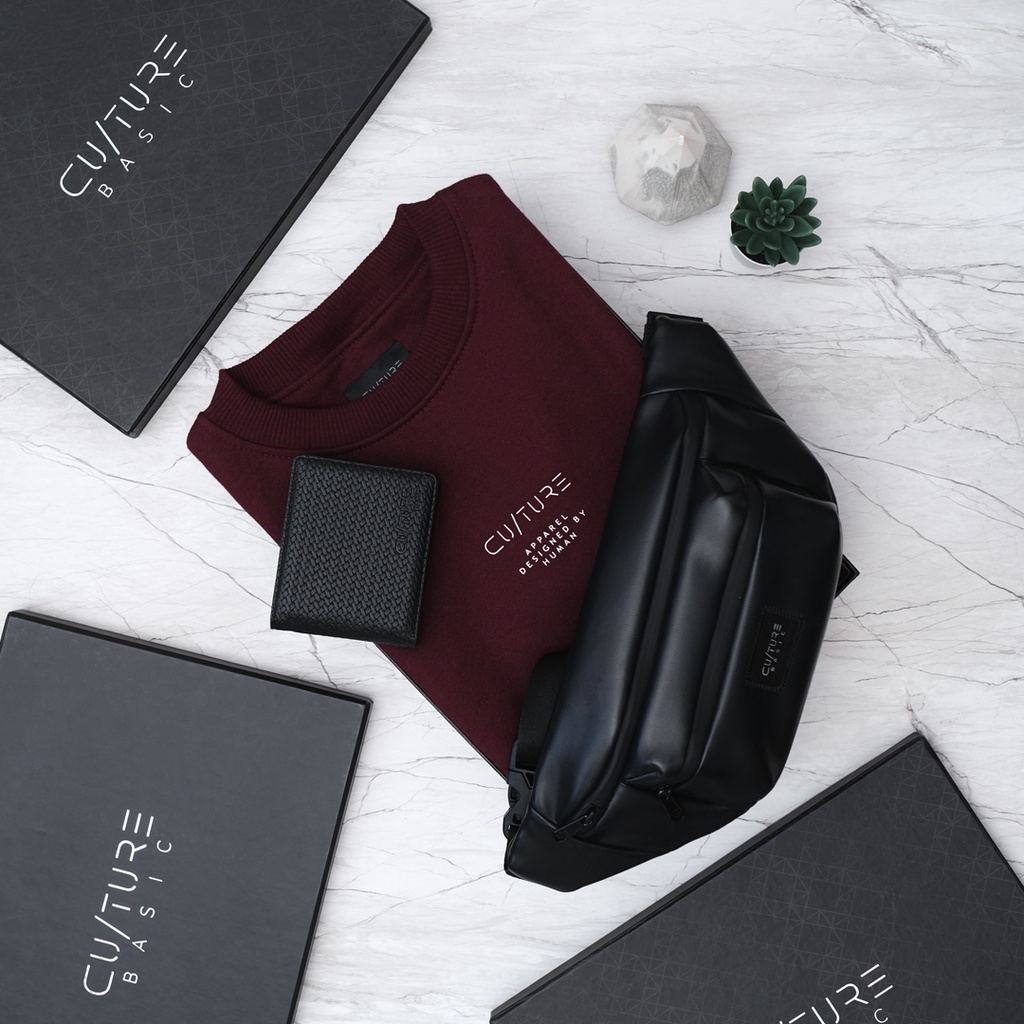 CULTURE BASIC | PAKET BOX LUXURY CREWNECK (CREWNECK+ WAISTBAG + DOMPET) INCLUDE BOX