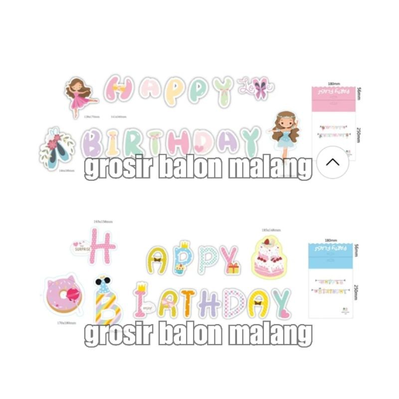 bunting flag banner letter happy birthday princess cake kue