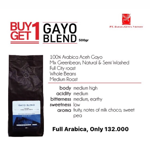 

Gayo Full Arabica 500gr BUY 1 get 1 FREE
