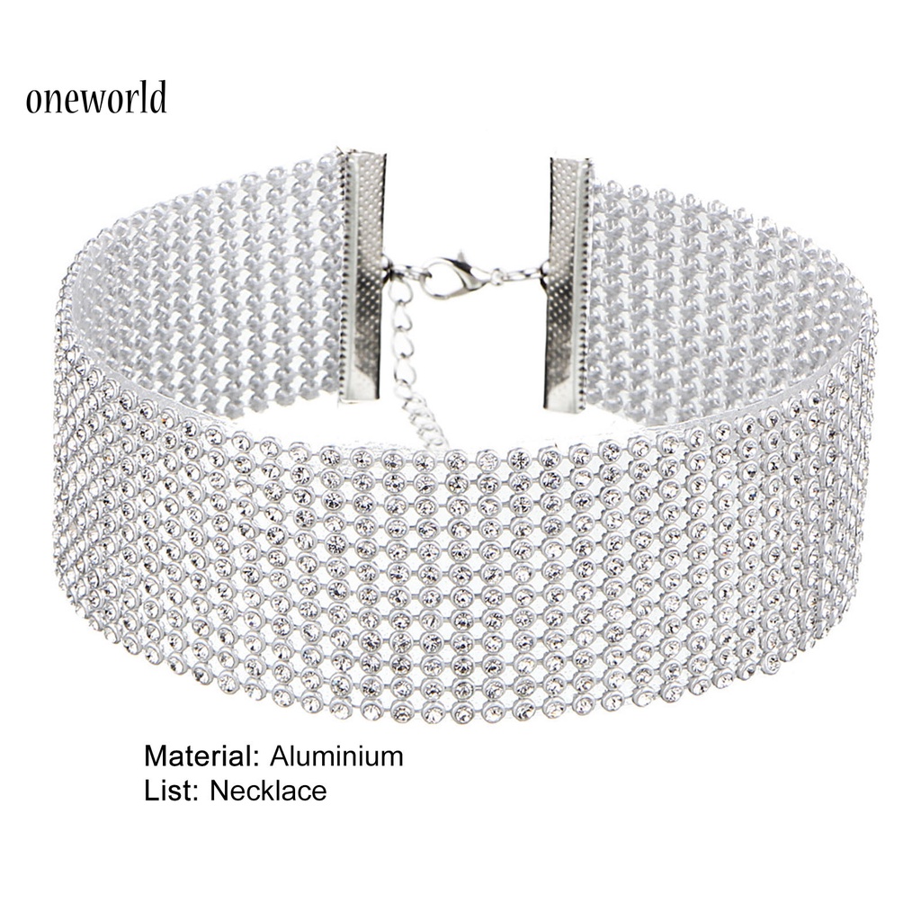 oneworld Lightweight Clavicle Chain Full Rhinestone Wide Collar Clavicle Chain Simple Jewelry Accessory