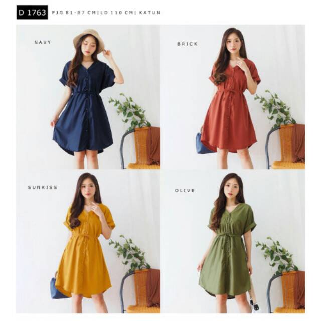 Dress simple wanita D 1763
