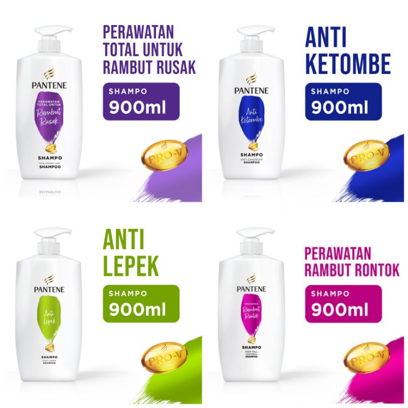 Pantene Shampoo 900ml Anti Rambut Rusak Rontok Ketombe Lepek 900 ml Hair Fall Dandruff Total Damage Care