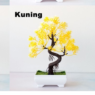 BG / COD / Ornamen Tanaman Pohon Bonsai Flower Pot Vas Bunga plastik Buatan Hias Dekorasi / PBP04-KUNING