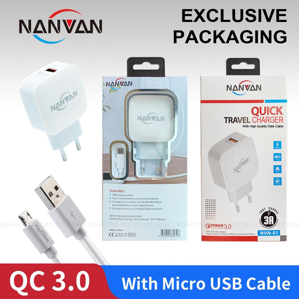 [RO ACC] NVN01 NANVAN QC 3.0 CHARGER FAST CHARGING MICRO USB ALL TIPE HP