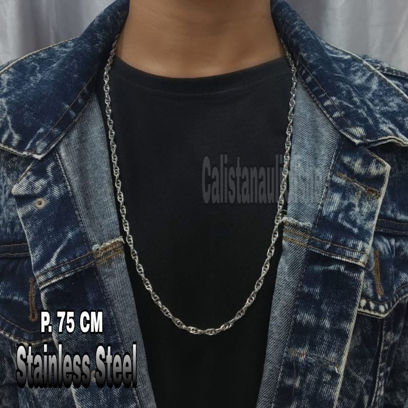 KALUNG COWO RANTAI MOTIF SILVER PERHIASAN EMAS KOREA ANTI KARAT DAN ANTI LUNTUR