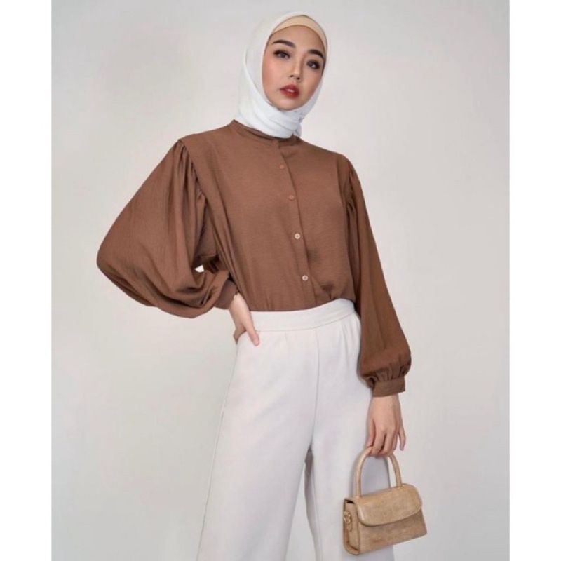 GIOGIO BLOUSE / BLOUSE RAYON CRINCLE / BLOUSE BALON / BLOUSE WANITA / BLOUSE LENGAN BALON-1