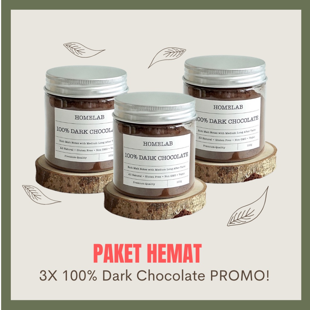 

Homelab 3 X 100% Dark Chocolate Powder / Bubuk Coklat Asli Premium 100G