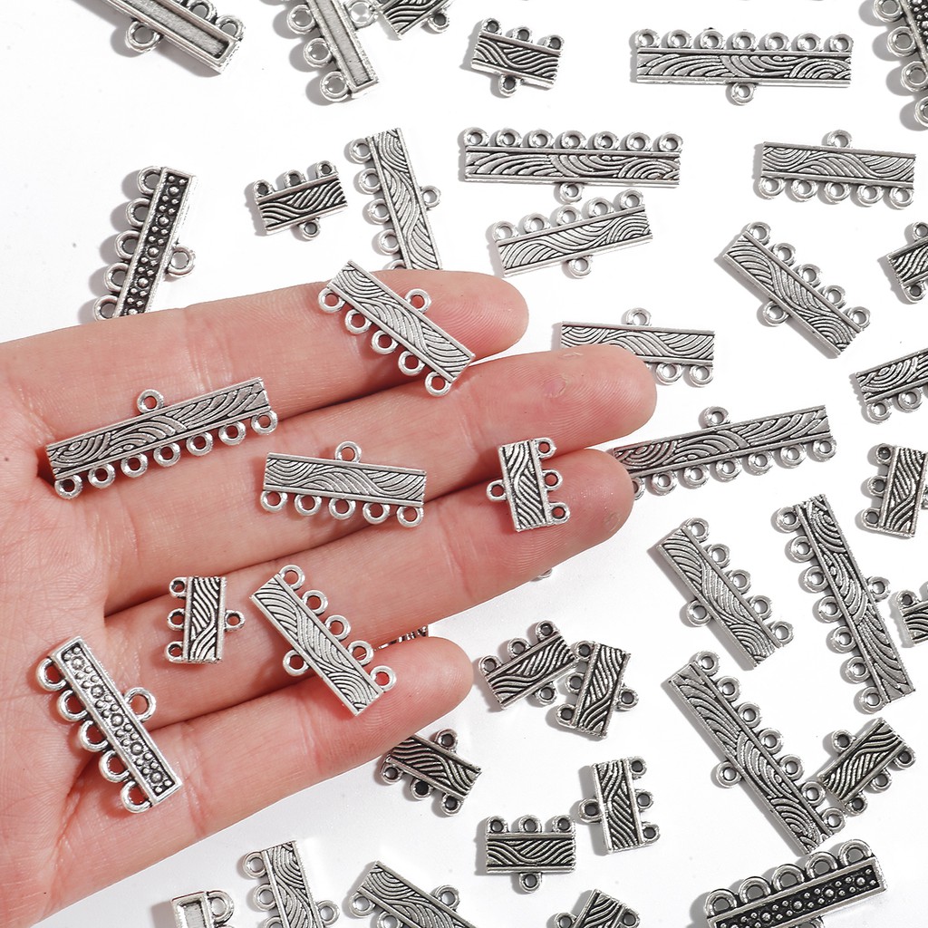 10 PCS/Lot Charms Antique Silver Color 10-30mm with 3-7holes Connector Charms Pendants For Tassel Earrings Jewelry Making