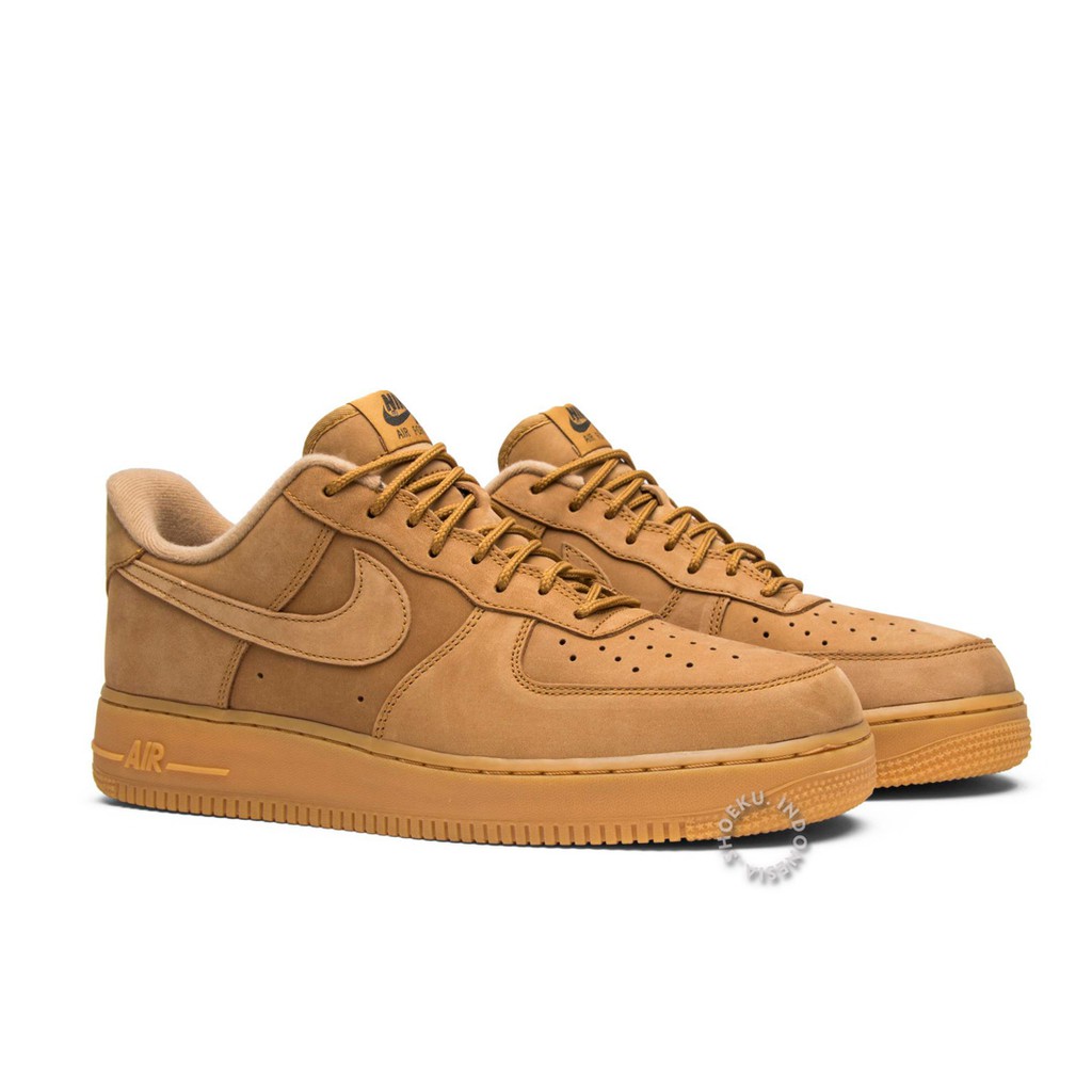  Sepatu  Sneakers Nike  Air  Force  1 07 Flax Brown Coklat  