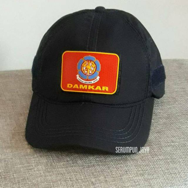 TOPI DAMKAR NAVY VELCRO + PATCH - TOPI DAMKAR VELCRO NAVY