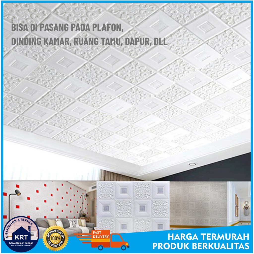 BATIK KRISTAL 70X70cm | Wallpaper Foam 3D Sticker Dinding Hiasan Dekorasi Kamar Tidur Plafon Wallfoam Kedap Peredam Suara-2