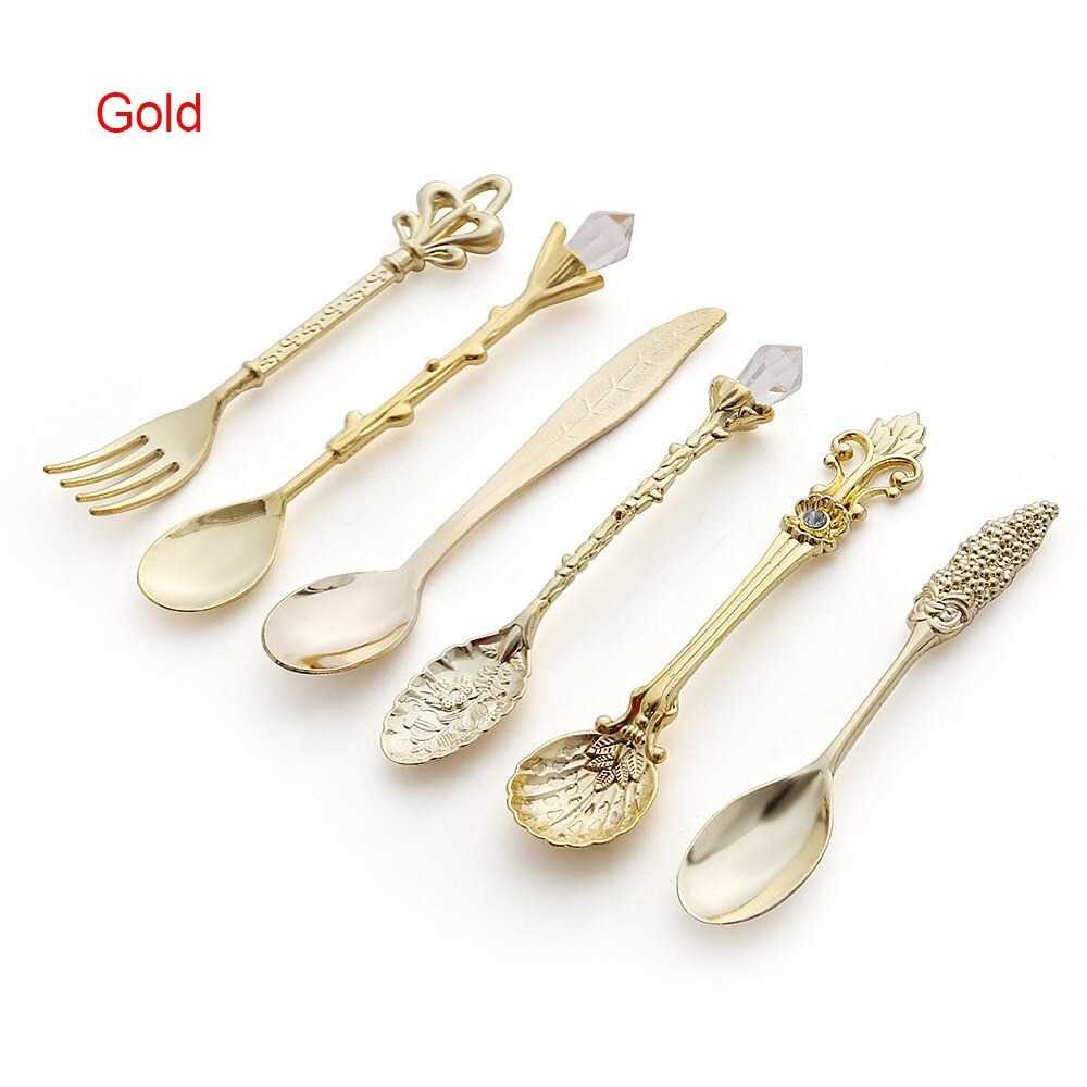 Set Sendok Garpu Teh Vintage Teaspoon Fork Royal Style LTA057