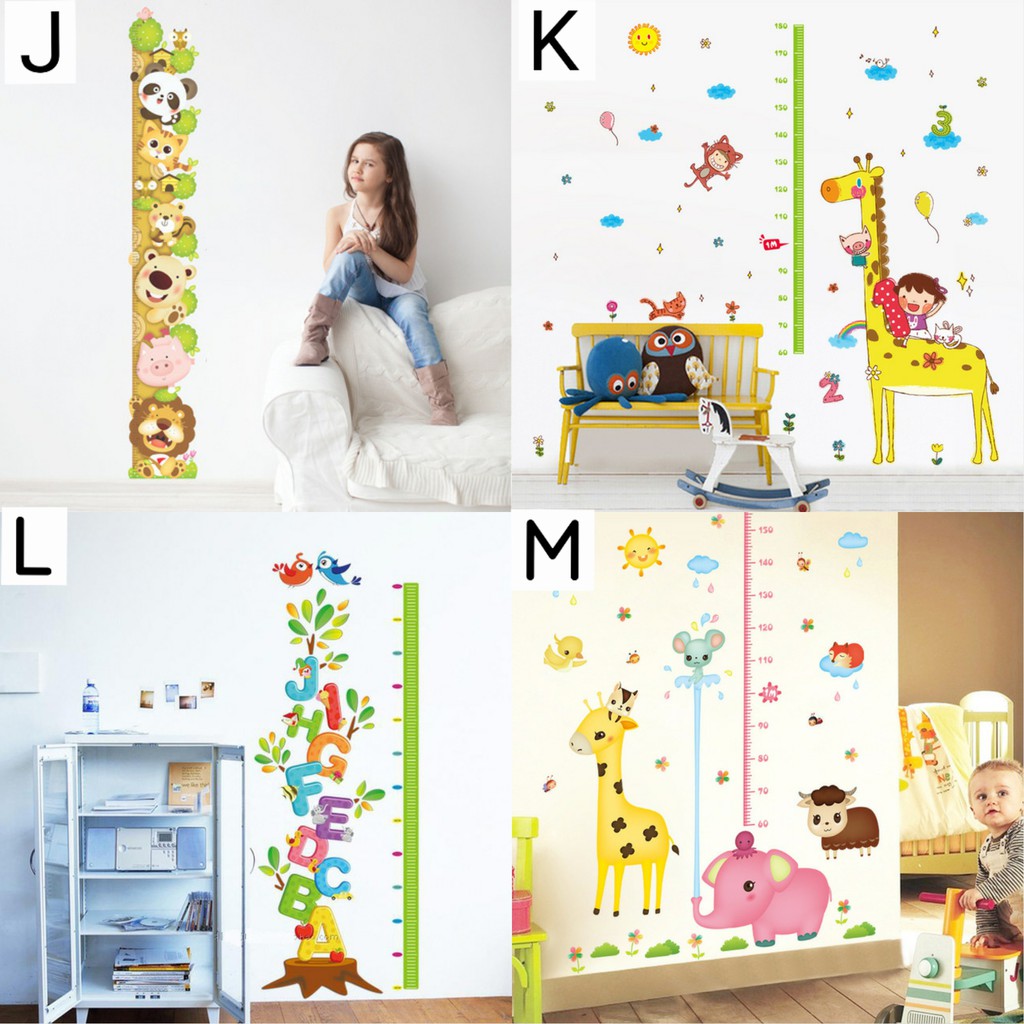 RELIZA Wall Sticker Pengukur Tinggi Badan Anak Animal Seri Baru Stiker Dinding LDR20