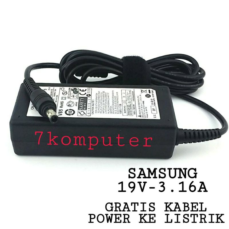 Charger laptop Samsung Notebook NC10 NC20 ND10 ND20 N110 N120 N130 19v-3.16A