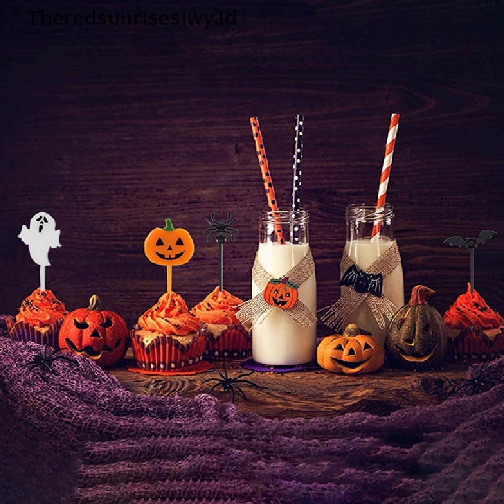 # Alat Pemotong Buah # 10pcs / set Tusuk Gigi Desain Kartun Untuk Halloween